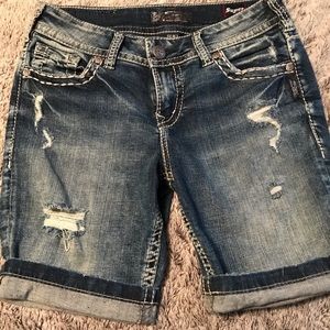 Silver star Bermuda jean shorts